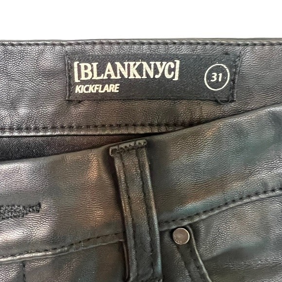 BLANK NYC The Varick Faux Leather Kick Flare Pants Black Size 31 - Picture 7 of 14